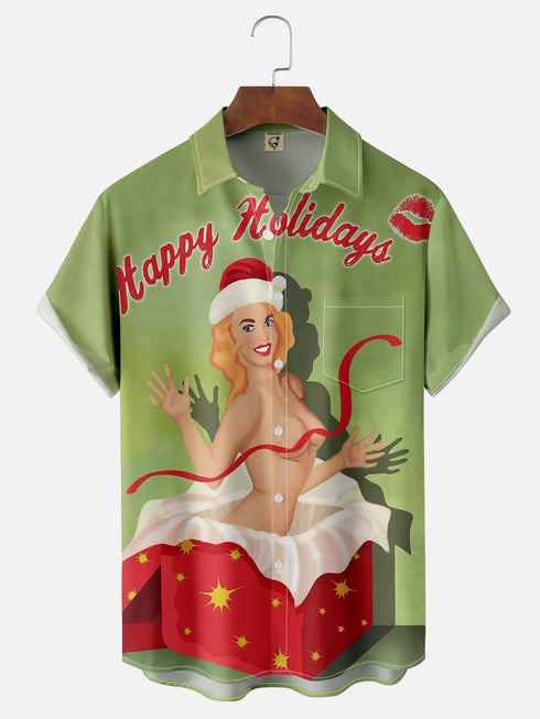 Men's Christmas Funny Graphic Short Sleeve Hawaiian Shirt